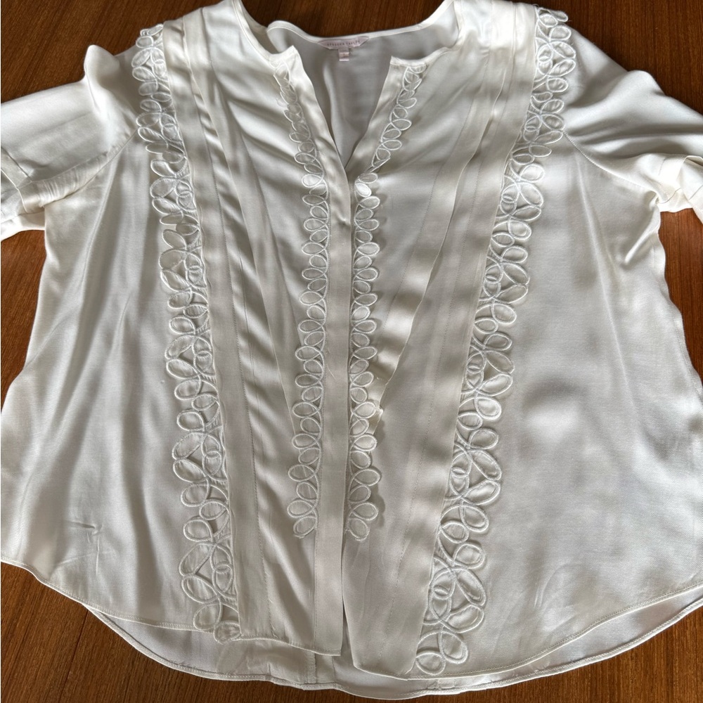 Rebecca Taylor Cream Satin Blouse
